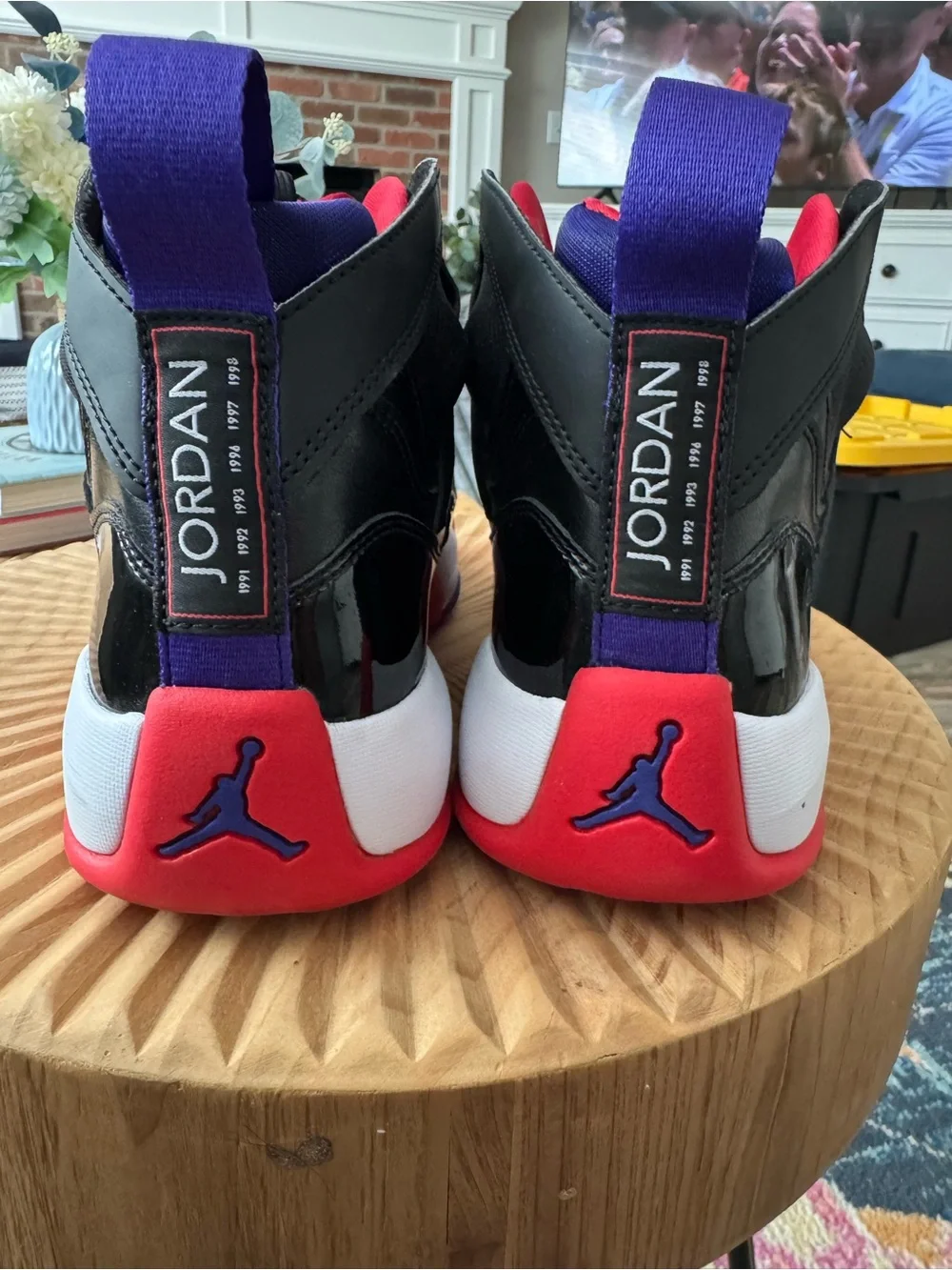 Jordan Bred Black/Red/Purple Retro Basketball Sneakers